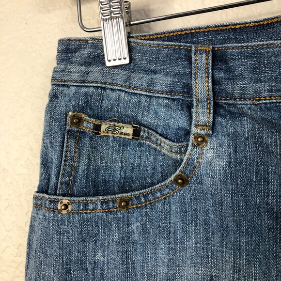 B Jeans Vtg Midi Denim Skirt Women's 4 Cowgirl Western Rodeo Rivets 100% Cotton - Picture 4 of 12